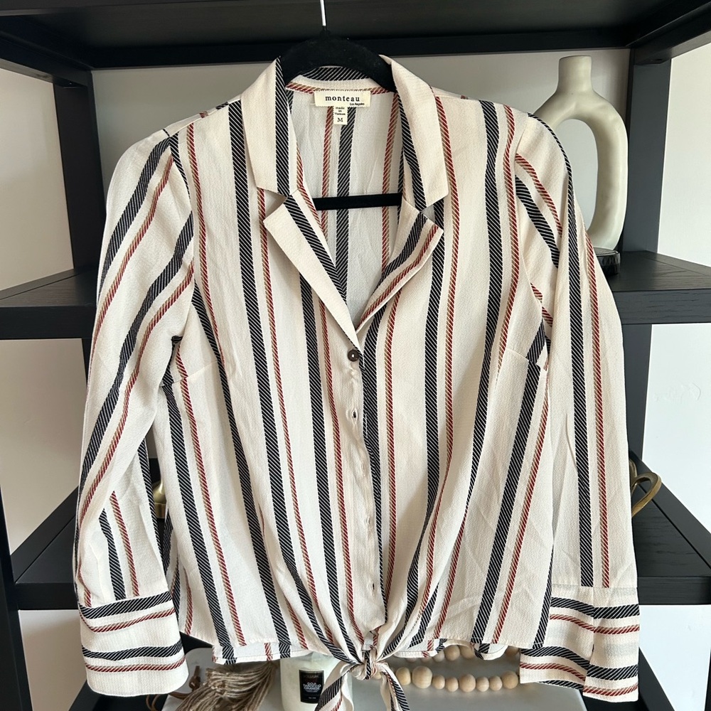 Monse White Striped Women's Top